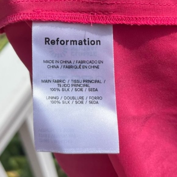 Reformation Marguerite Spaghetti Strap Midi Silk Dress Flambe Pink Women's 8 NWT - Picture 13 of 14